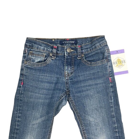 Vigoss Girls 8 Slim Fit Jeans Embroidered Butterfly Flap Pockets Med Wash Denim - Picture 5 of 14